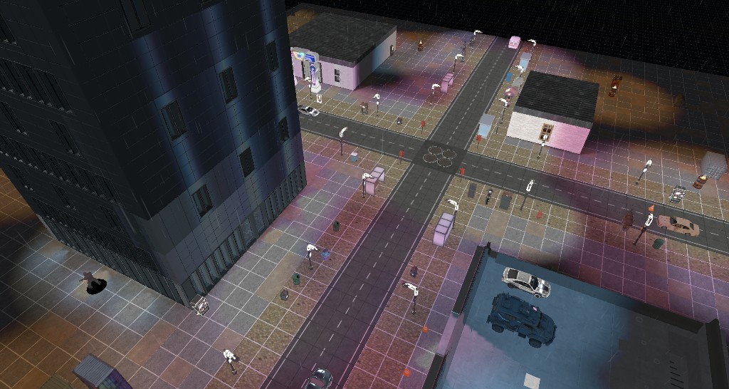 Cyberpunk City Intersection