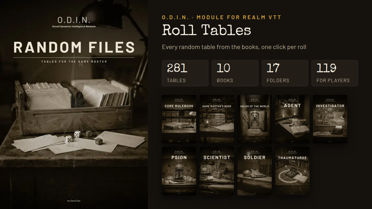O.D.I.N. Roll Tables